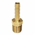 Interstate Pneumatics Brass Hose Barb Fitting, Connector, 1/4 Inch Barb X 1/4 Inch NPT Male End FM44